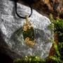 Jewelry - Resin & Gold-Tone Leaf Pendant – Drop, 39x16x6 mm – Golden Reflections - GLASS4CANDLES