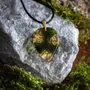 Jewelry - Resin & Gold-Tone Leaf Pendant – Drop, 37x26x6 mm – Golden Reflections - GLASS4CANDLES