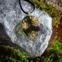 Jewelry - Resin & Gold-Tone Leaf Pendant – Drop, 37x26x6 mm – Golden Reflections - GLASS4CANDLES