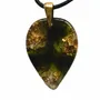 Jewelry - Resin & Gold-Tone Leaf Pendant – Drop, 37x26x6 mm – Golden Reflections - GLASS4CANDLES