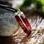 Jewelry - Resin & Gold-Tone Leaf Pendant – Shield, 37x26x6 mm – Golden Aura - GLASS4CANDLES