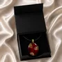 Jewelry - Resin & Gold-Tone Leaf Pendant – Oval, 37x28x6 mm – Dark Meridian - GLASS4CANDLES