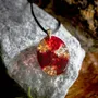 Jewelry - Resin & Gold-Tone Leaf Pendant – Oval, 37x28x6 mm – Dark Meridian - GLASS4CANDLES