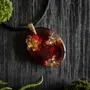 Jewelry - Resin & Gold-Tone Leaf Pendant – Oval, 37x28x6 mm – Dark Meridian - GLASS4CANDLES