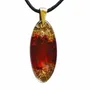 Jewelry - Resin & Gold-Tone Leaf Pendant – Drop, 39x16x6 mm – Red Stardust - GLASS4CANDLES