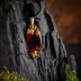 Jewelry - Resin & Gold-Tone Leaf Pendant – Drop, 39x16x6 mm – Red Stardust - GLASS4CANDLES