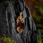 Jewelry - Resin & Gold-Tone Leaf Pendant – Drop, 39x16x6 mm – Red Stardust - GLASS4CANDLES