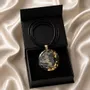 Jewelry - Bog Oak & Gold-Tone Leaf Pendant – Round – Golden Reflections - GLASS4CANDLES