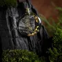 Jewelry - Bog Oak & Gold-Tone Leaf Pendant – Round – Golden Reflections - GLASS4CANDLES