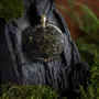 Jewelry - Bog Oak & Gold-Tone Leaf Pendant – Round – Golden Reflections - GLASS4CANDLES