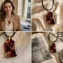 Jewelry - Resin & Gold-Tone Leaf Pendant – Rectangle, 40x23x6 mm – Golden Aura - GLASS4CANDLES