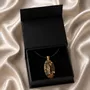 Jewelry - Bog Oak & Gold-Tone Leaf Pendant – Drop, 39x16x6 mm – Luminous - GLASS4CANDLES