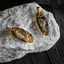 Jewelry - Bog Oak & Gold-Tone Leaf Pendant – Drop, 39x16x6 mm – Luminous - GLASS4CANDLES