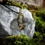 Jewelry - Bog Oak & Gold-Tone Leaf Pendant – Drop, 39x16x6 mm – Luminous - GLASS4CANDLES