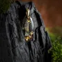 Jewelry - Bog Oak & Gold-Tone Leaf Pendant – Drop, 39x16x6 mm – Luminous - GLASS4CANDLES