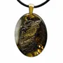 Jewelry - Bog Oak & Gold-Tone Leaf Pendant – Oval – Luminous – star dust - GLASS4CANDLES