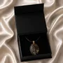 Jewelry - Bog Oak & Gold-Tone Leaf Pendant – Oval – Luminous – star dust - GLASS4CANDLES