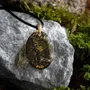 Jewelry - Bog Oak & Gold-Tone Leaf Pendant – Oval – Luminous – star dust - GLASS4CANDLES