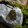 Jewelry - Bog Oak & Gold-Tone Leaf Pendant – Oval – Luminous – star dust - GLASS4CANDLES