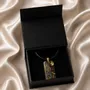 Jewelry - Bog Oak & Gold-Tone Leaf Pendant – Rectangle – Luminous – star dust - GLASS4CANDLES