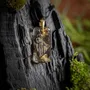Jewelry - Bog Oak & Gold-Tone Leaf Pendant – Rectangle – Luminous – star dust - GLASS4CANDLES