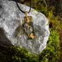 Jewelry - Bog Oak & Gold-Tone Leaf Pendant – Rectangle – Luminous – star dust - GLASS4CANDLES