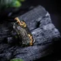 Jewelry - Bog Oak & Gold-Tone Leaf Pendant – Luminous – gold-tone leaf - GLASS4CANDLES