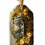 Jewelry - Bog Oak & Gold-Tone Leaf Pendant – Rectangle, 40x23x6 mm – Luminous - GLASS4CANDLES