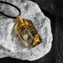 Jewelry - Bog Oak & Gold-Tone Leaf Pendant – Rectangle, 40x23x6 mm – Luminous - GLASS4CANDLES
