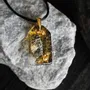 Jewelry - Bog Oak & Gold-Tone Leaf Pendant – Rectangle, 40x23x6 mm – Luminous - GLASS4CANDLES