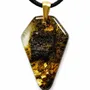 Jewelry - Bog Oak & Gold-Tone Leaf Pendant – Shield, 39x24x6 mm – Luminous - GLASS4CANDLES