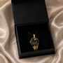 Jewelry - Bog Oak & Gold-Tone Leaf Pendant – Shield, 39x24x6 mm – Luminous - GLASS4CANDLES