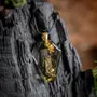 Jewelry - Bog Oak & Gold-Tone Leaf Pendant – Shield, 39x24x6 mm – Luminous - GLASS4CANDLES