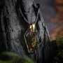 Jewelry - Bog Oak & Gold-Tone Leaf Pendant – Shield, 39x24x6 mm – Luminous - GLASS4CANDLES