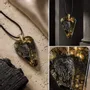 Jewelry - Bog Oak & Resin Pendant – Heart, 38x26x6 mm – Luminous - GLASS4CANDLES