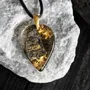 Jewelry - Bog Oak & Gold-Tone Leaf Pendant – Drop, 37x26x6 mm – Luminous - GLASS4CANDLES