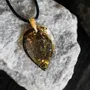 Jewelry - Bog Oak & Gold-Tone Leaf Pendant – Drop, 37x26x6 mm – Luminous - GLASS4CANDLES