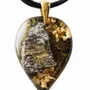 Jewelry - Bog Oak & Gold-Tone Leaf Pendant – Drop, 37x26x6 mm – Luminous - GLASS4CANDLES