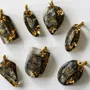 Jewelry - Bog Oak & Gold-Tone Leaf Pendant – Drop, 37x26x6 mm – Luminous - GLASS4CANDLES