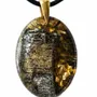 Jewelry - Bog Oak & Gold-Tone Leaf Pendant – Oval – Luminous – gold-tone leaf - GLASS4CANDLES