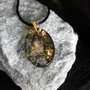 Jewelry - Bog Oak & Gold-Tone Leaf Pendant – Oval – Luminous – gold-tone leaf - GLASS4CANDLES