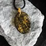 Jewelry - Bog Oak & Gold-Tone Leaf Pendant – Oval – Luminous – gold-tone leaf - GLASS4CANDLES