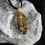 Jewelry - Bog Oak & Gold-Tone Leaf Pendant – Oval – Luminous – gold-tone leaf - GLASS4CANDLES