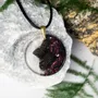 Jewelry - Bog Oak & Resin Pendant – Round, 39x38x6 mm – Timeless Shadows - GLASS4CANDLES