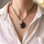 Jewelry - Bog Oak & Resin Pendant – Round, 39x38x6 mm – Timeless Shadows - GLASS4CANDLES