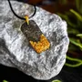 Jewelry - Bog Oak & Gold-Tone Leaf Pendant – Rectangle – Ancient Soul - GLASS4CANDLES