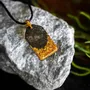 Jewelry - Bog Oak & Gold-Tone Leaf Pendant – Rectangle – Ancient Soul - GLASS4CANDLES