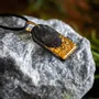 Jewelry - Bog Oak & Gold-Tone Leaf Pendant – Rectangle – Ancient Soul - GLASS4CANDLES
