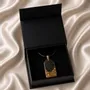 Jewelry - Bog Oak & Gold-Tone Leaf Pendant – Rectangle – Ancient Soul - GLASS4CANDLES