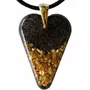 Jewelry - Bog Oak & Gold-Tone Leaf Pendant – Heart, 38x26x6 mm – Ancient Soul - GLASS4CANDLES